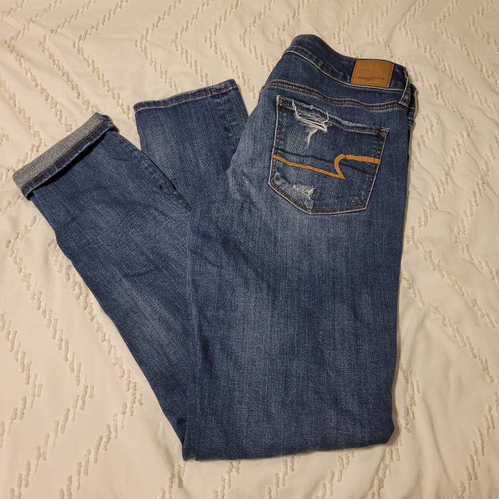 American Eagle, ripped jeans, super stretch, size 10 regular